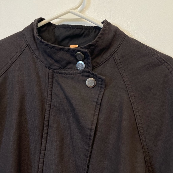 Free People Linen Blend Bomber Utility Jacket Washed Black M - Picture 6 of 16
